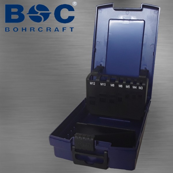 Bohrcraft Industrie-Kunststoffbox dunkelblau Maschinengewindebohrer 7-K leer – 7-tlg. für Masch.-Gewindebohrer DIN 371/376