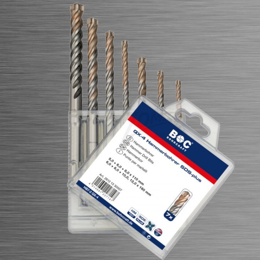 Bohrcraft QX-4 Hammerbohrer SDS-plus-Set, 7-teilig, Multi-Pack