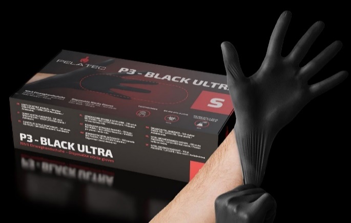 Pelatec P3 - BLACK ULTRA - Nitril Einweghandschuhe – Produktansicht; Herstellerbild der Artikelserie