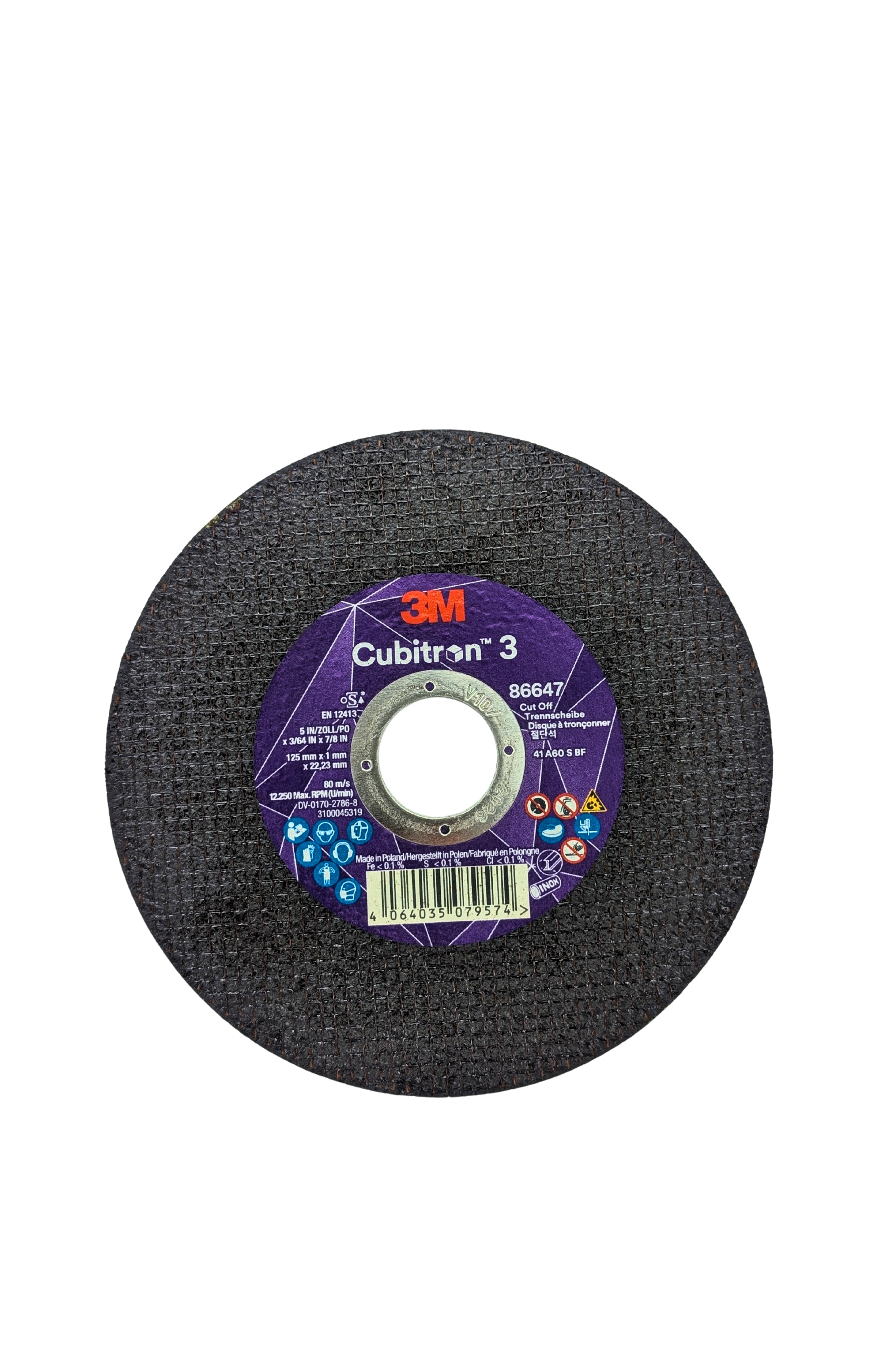 3M™ Cubitron™ 3 Trennscheibe Typ 41 | 125 mm x 1 mm x 22,23 mm (25 Stk. pro Karton)