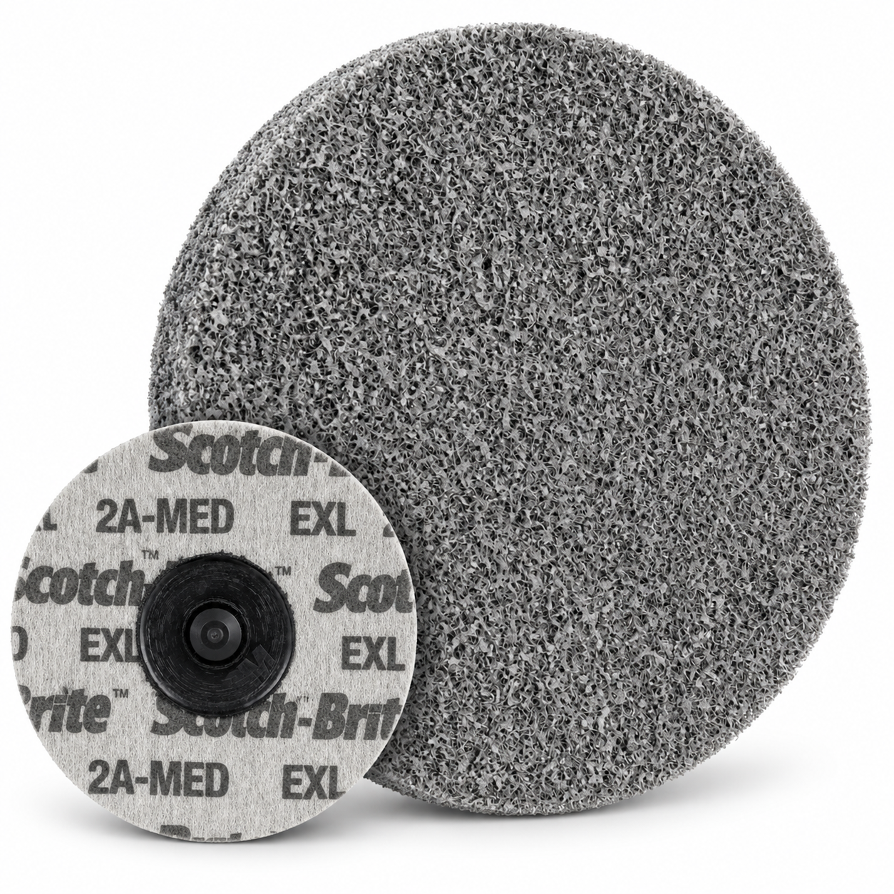 2W Schnellwechselscheibe 100 mm, 2A MED – bearbeitete Materialabbildung mit Vorderseite und Schnellwechselaufnahme