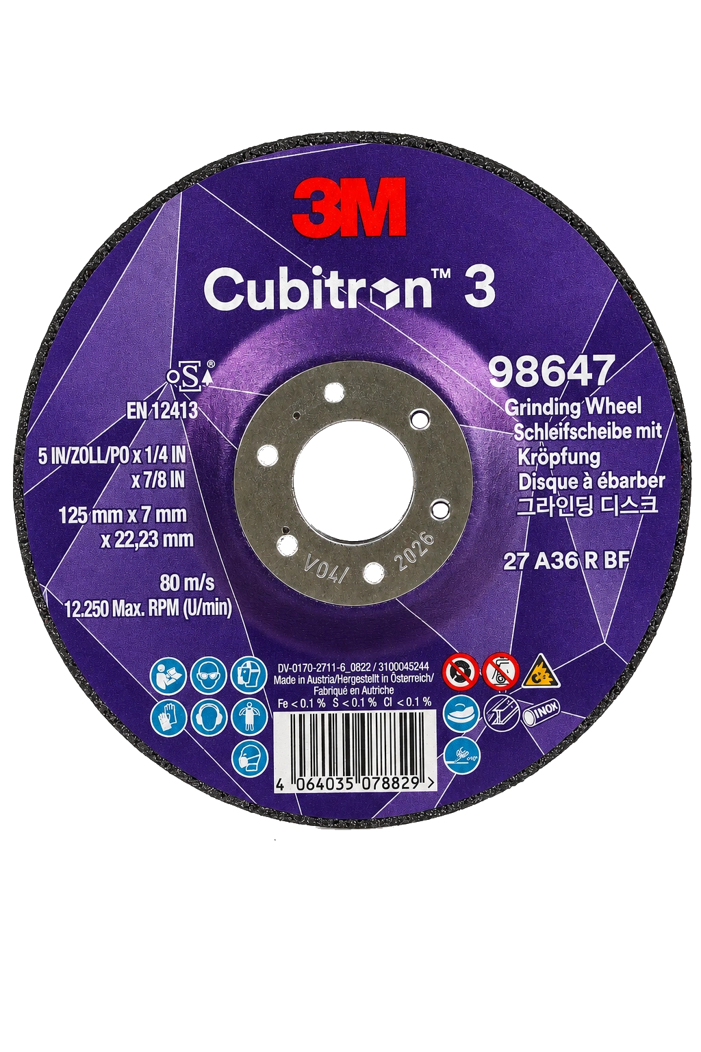 3M™ Cubitron™ 3 Schruppscheibe – 125 mm, Körnung 36+, 10 Stück