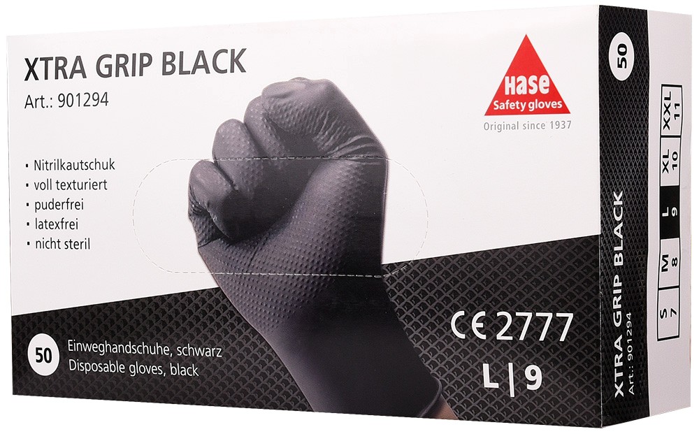 Hase Nitril XTRA Grip Black – Herstellerabbildung der Produktserie; Größe und Ausführung siehe gewählten Artikel