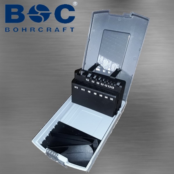 Bohrcraft Industrie-Kunststoffbox grau EGB 15-K leer – 15-tlg. für EGB DIN 352 + DIN 338 + Windeisen