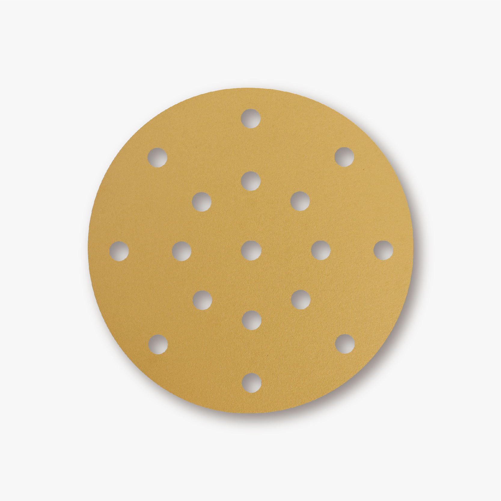 Goldene Schleifseite einer Sandwox 58 Gold Klettscheibe mit 15 Absauglöchern