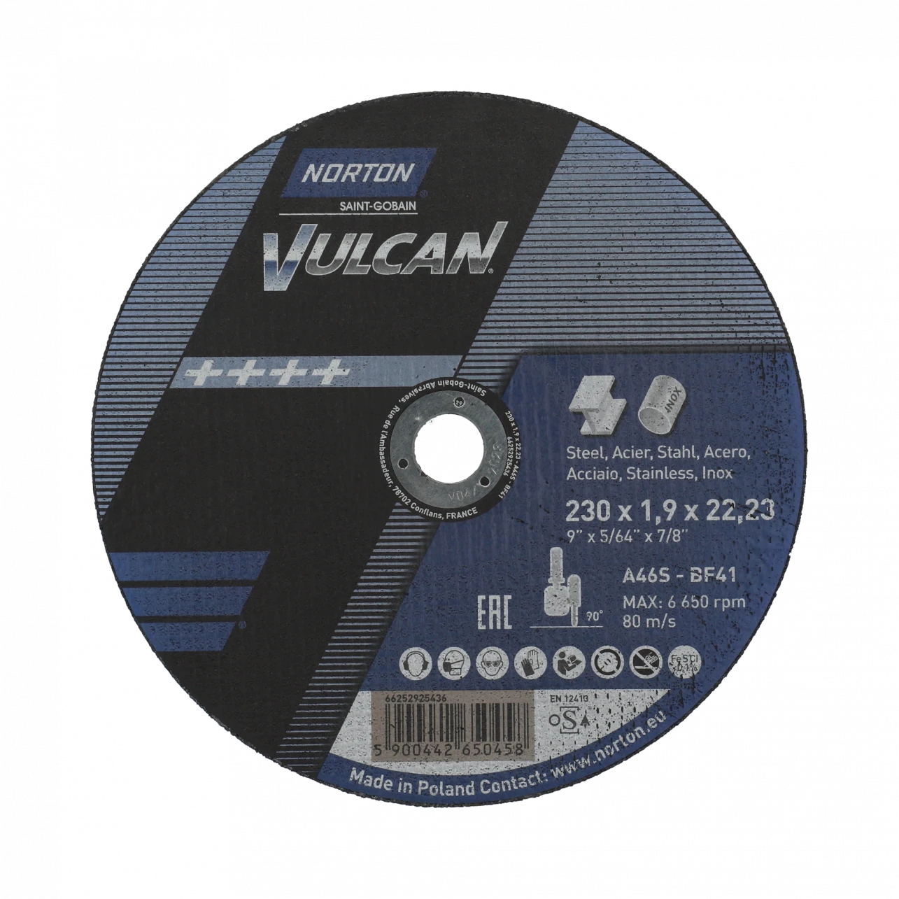 Norton Vulcan Trennscheibe 230 × 1,9 × 22,23 mm, T41 A46S
