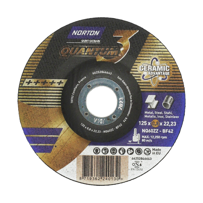 Norton Quantum3 Trennscheibe T42, 125 × 0,8 × 22,23 mm