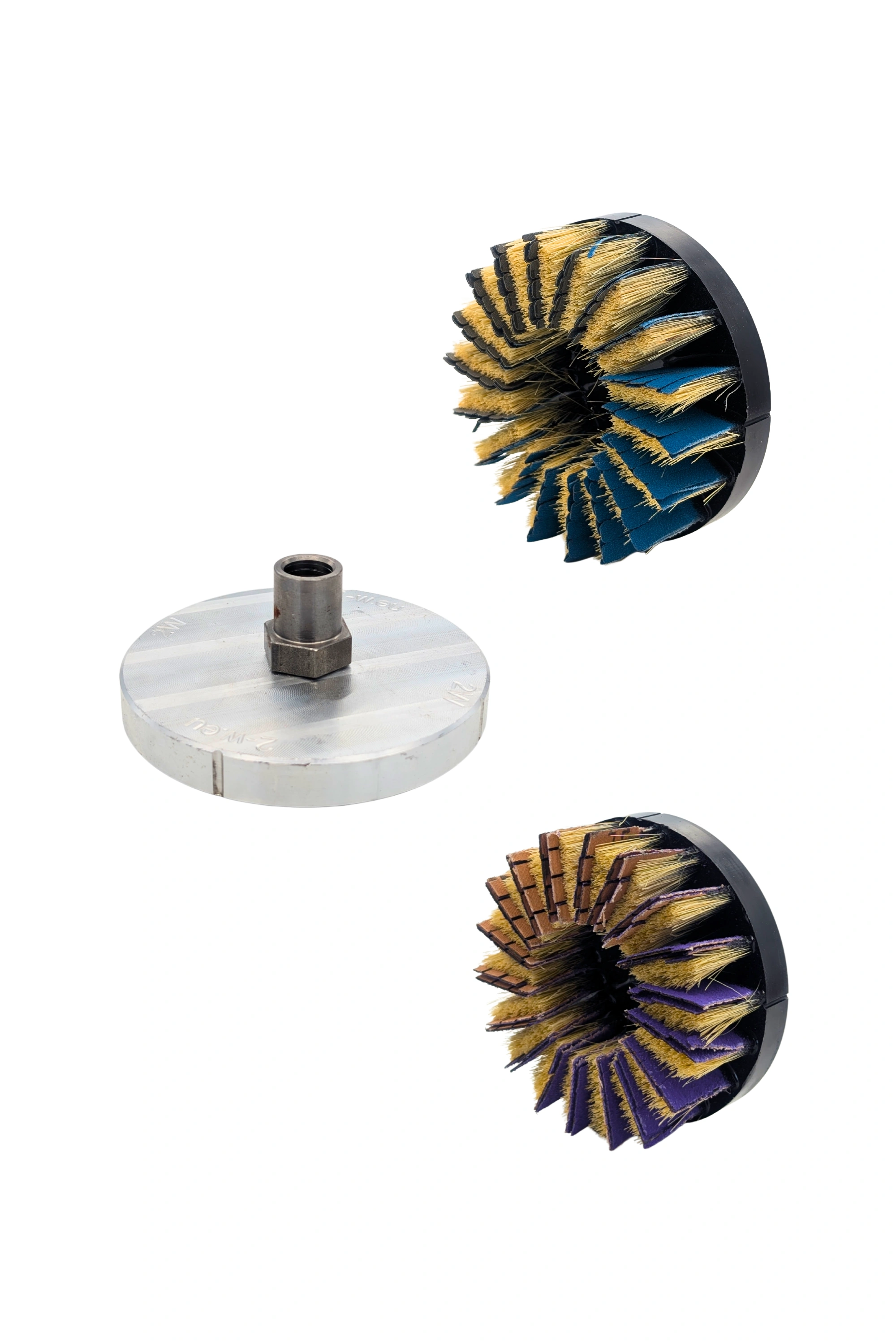 3-tlg. Fächerschleifbürsten-Set Ø 125 mm – Keramik & Zirkon inkl. M14 Schnellwechseladapter