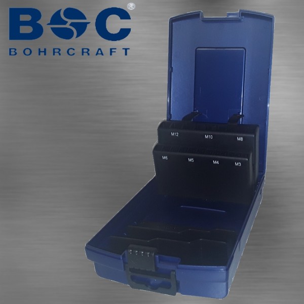 Bohrcraft Industrie-Kunststoffbox dunkelblau G 12-K leer – 21-teilig für HSS-Handgewindebohrer DIN 352