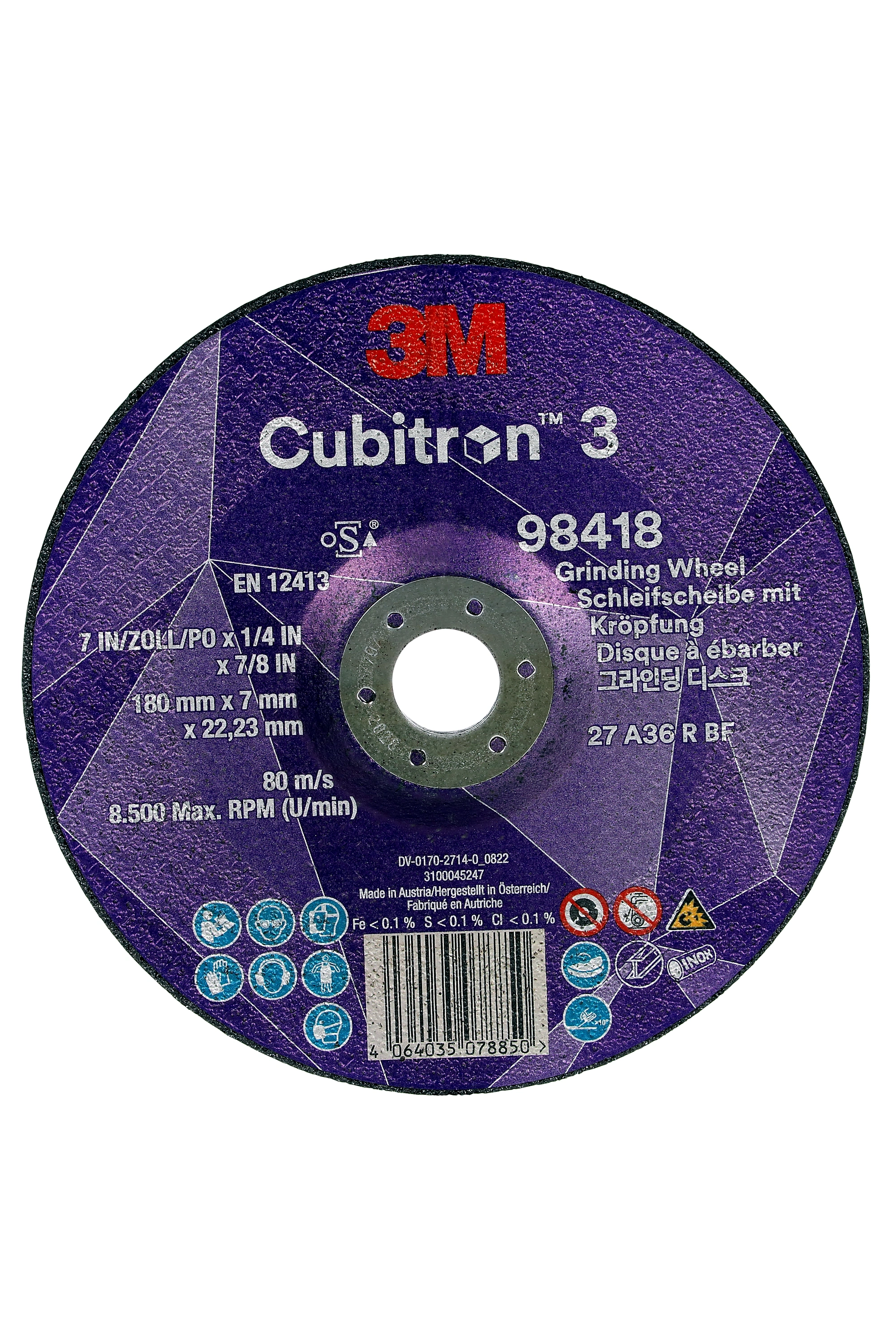 3M™ Cubitron™ 3 Schruppscheibe – 180 mm, Körnung 36+, 10 Stück