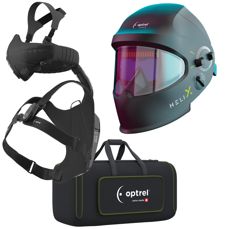Optrel helix quattro schwarz mit swiss air – Komplettset, mit Industrieschutzhelm – Artikel 4600.150
