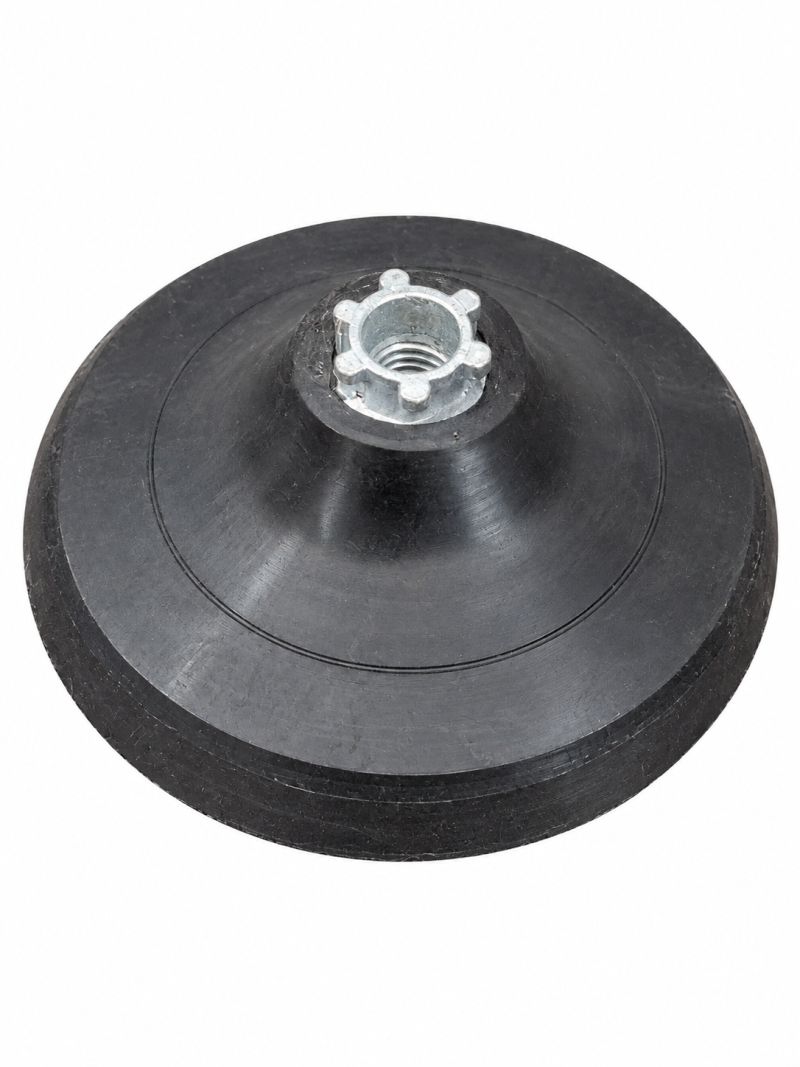 2W Klett-Schleifteller Ø 125 mm, M14, schwarzer Zellkautschuk