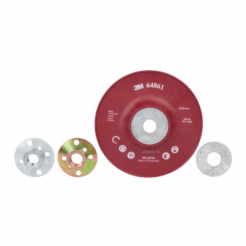 Roter 3M 64861 Hochleistungsstützteller 125 mm mit gerippter Rückseite – Originalfoto mit lesbarer Artikelnummer
