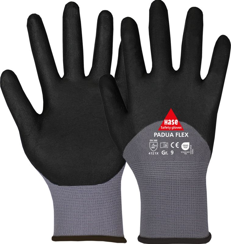 Hase Padua Flex 508155 in Grau und Schwarz, Handinnenfläche und Handrücken