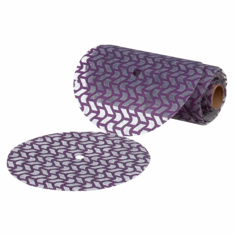 Violette 3M Cubitron II Gitternetz-Schleifscheiben 150 mm mit Mittelloch auf Rolle – Original-Serienbild