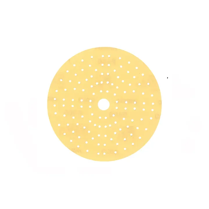 Mirka Gold Schleifscheibe 150 mm mit 121 Absauglöchern, Originalaufnahme der Schleifseite