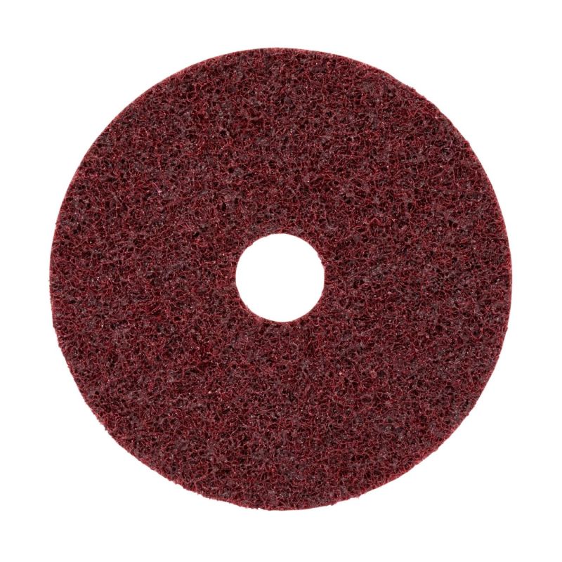Rote Scotch-Brite SC-DH Vliesscheibe mit Zentrierloch, 125 × 22 mm
