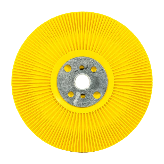 Gelber Norton RazorStar Stützteller 125 mm M14 mit gewölbten Lamellen – Hersteller-Originalfoto 66254442902