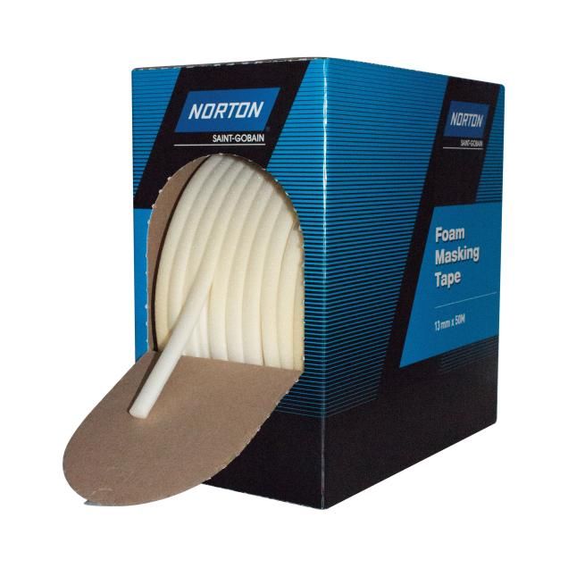 Norton Foam Tape Standard Schaumstoff-Abdeckband, Weiß, 13 mm × 50 m